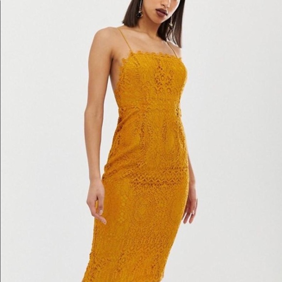 square neck midi pencil dress In lace - Picture 3 of 10